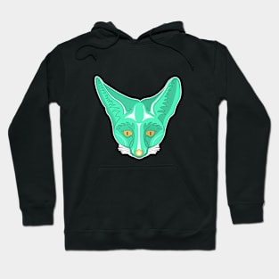 cyan rappel fox face Hoodie